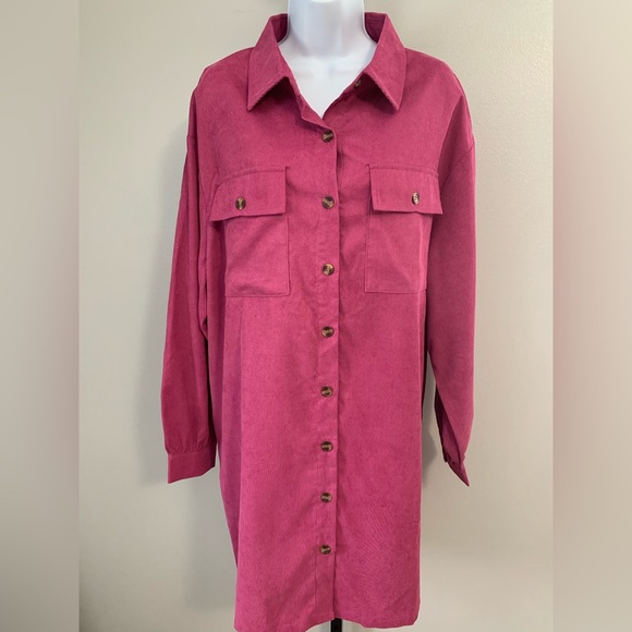 NWT Entro Vibrant Pink Collared Dress/Duster - Picture 16 of 16